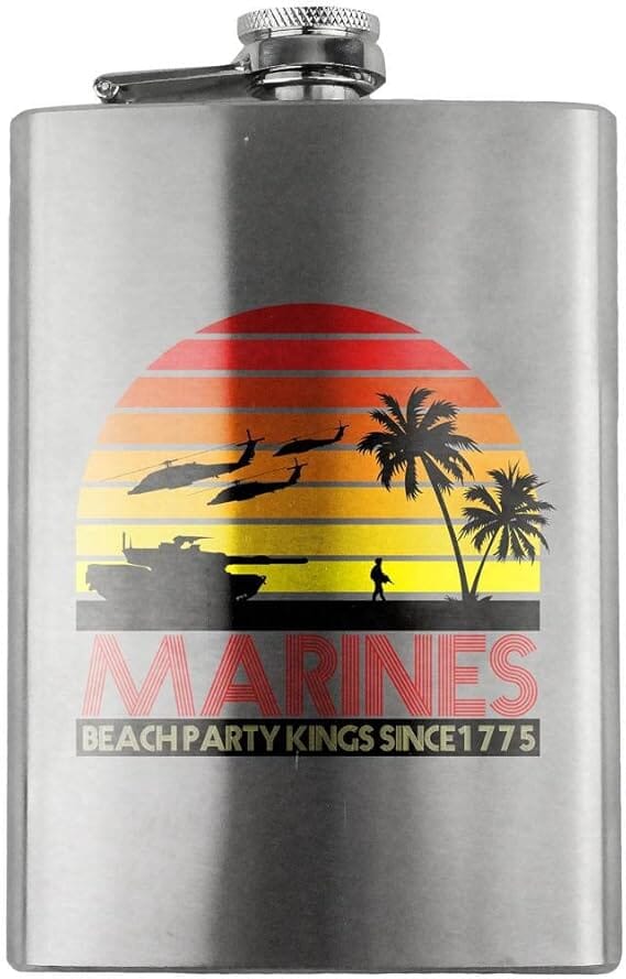 Marines Beach Party Kings Veteran 8oz. Flask flask 