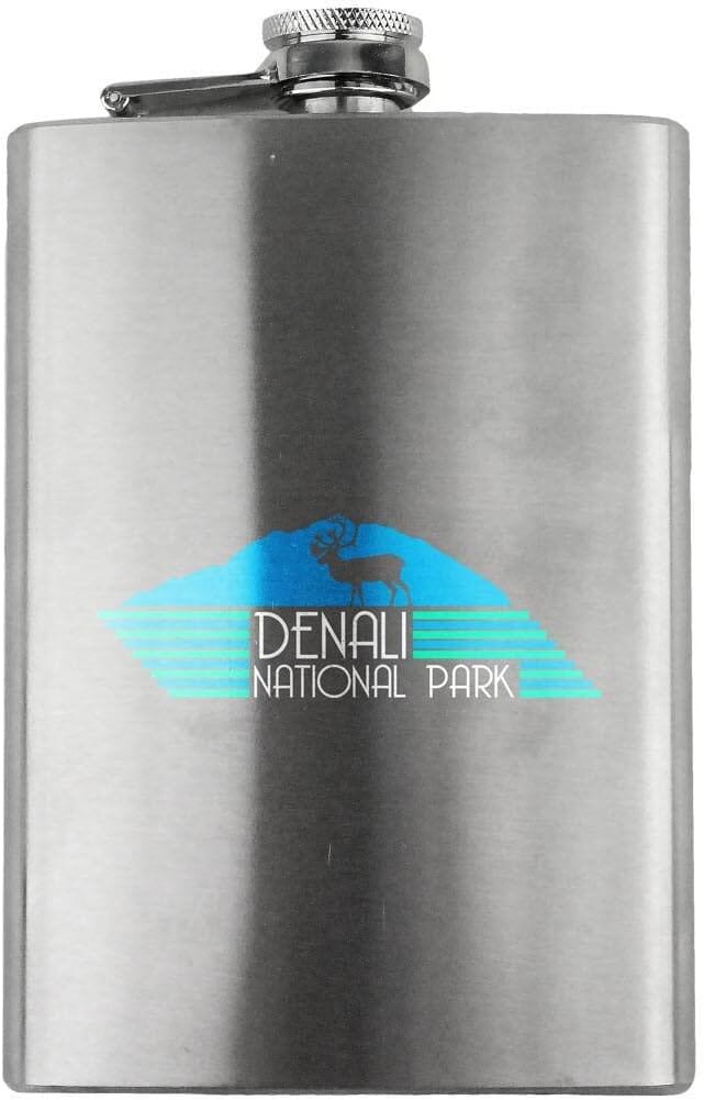 Retro Denali National Park 80's 8oz. Flask flask 