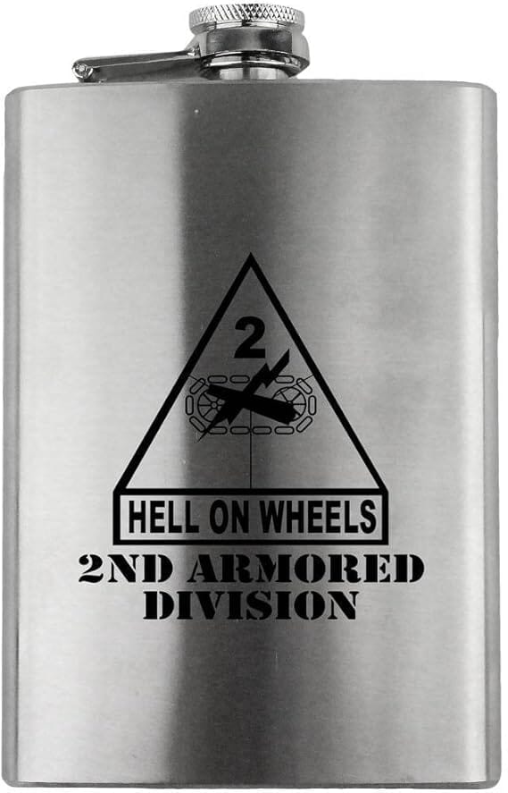 Army 2nd Armored Division Subdued 8oz. Flask flask 