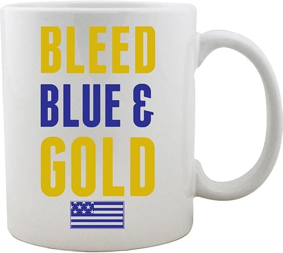 Bleed Blue and Gold Navy Coffee Mug (11 oz, White) Mugs 