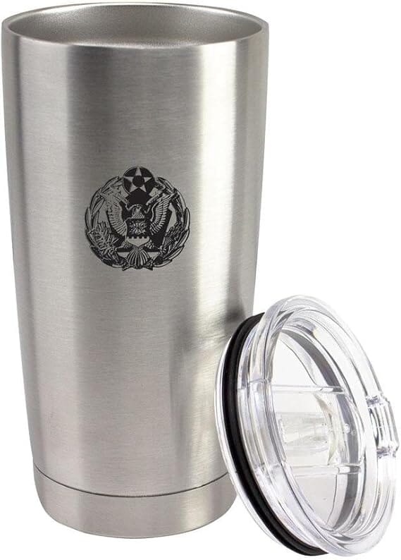 Air Force Headquarters Subdued Badge 20 oz Vacuum Sealed 18/8 Stainless Steel Tumbler Mugs 