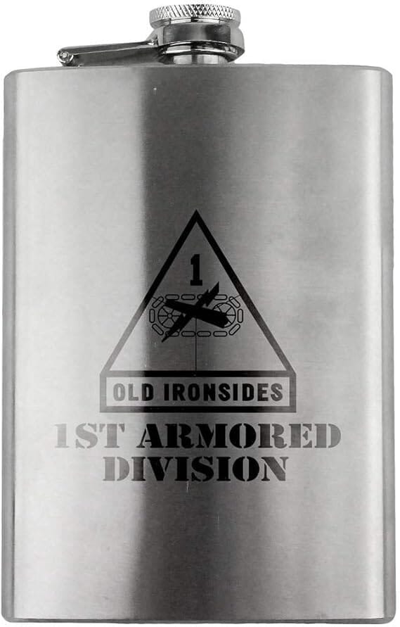 Army 1st Armored Division Subdued Veteran 8oz. Flask flask 