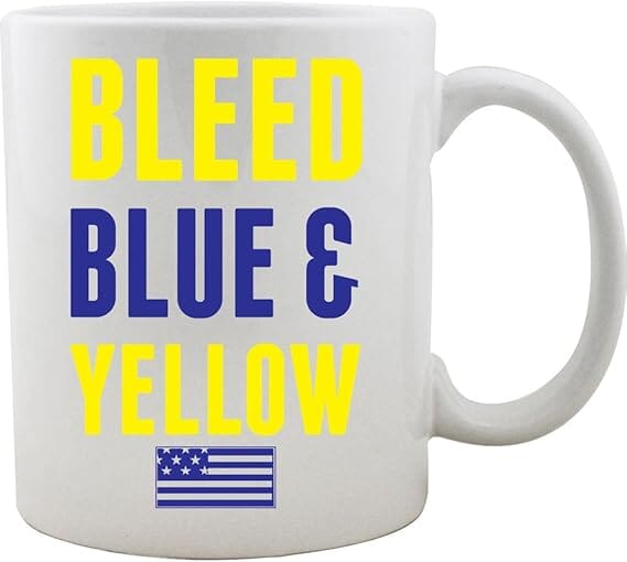Bleed Blue and Yellow Air Force Coffee Mug (11 oz, White) Mugs 
