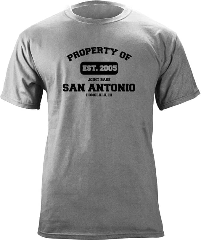 Original Military Base Property of San Antonio Veteran PT T-Shirt Shirts 15.561