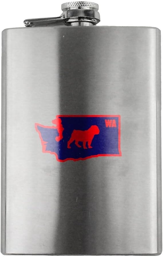 Original I Bulldog Washington Classic 8oz. Stainless Steel Flask flask 
