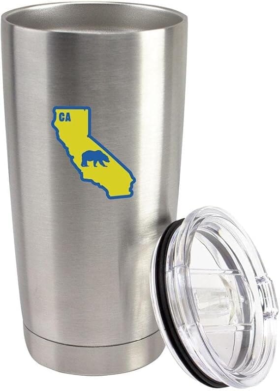 Original I Bear California Classic Yellow & Blue 20 oz Vacuum Sealed 18/8 Stainless Steel Tumbler Mugs 