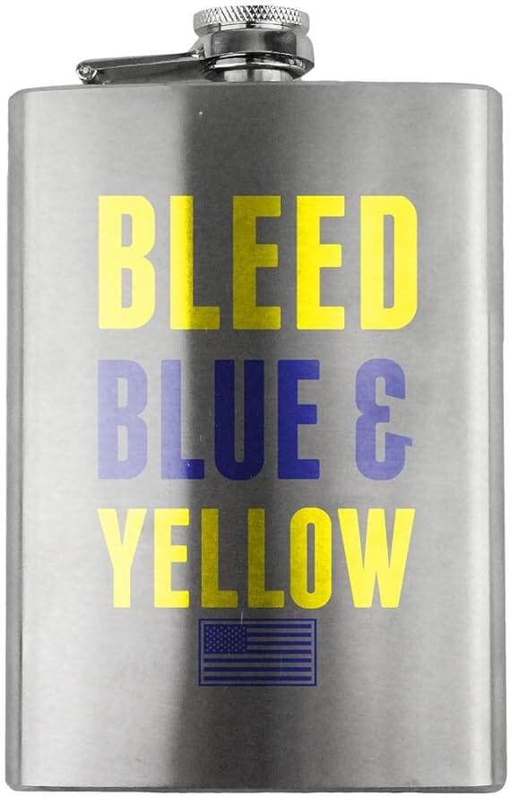 Bleed Blue and Yellow Air Force Veteran 8oz. Flask flask 