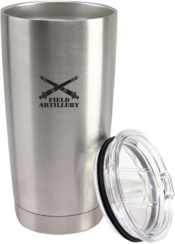 Army Field Artillery Branch Insignia Subdued 20 oz Vacuum Sealed 18/8 Stainless Steel Tumbler Mugs 