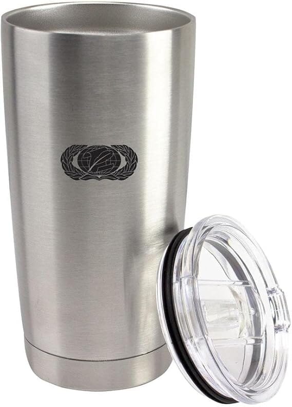 Air Force Information Management Subdued Badge 20 oz Vacuum Sealed 18/8 Stainless Steel Tumbler Mugs 