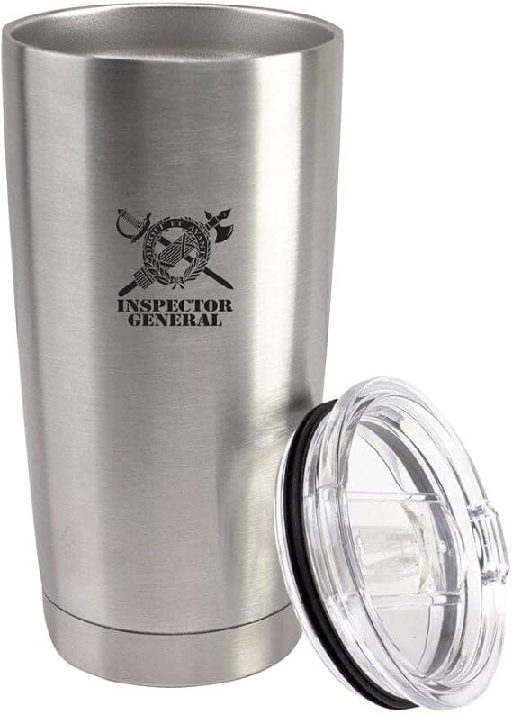 Army Inspector General Branch Insignia Subdued 20 oz Vacuum Sealed 18/8 Stainless Steel Tumbler Mugs 
