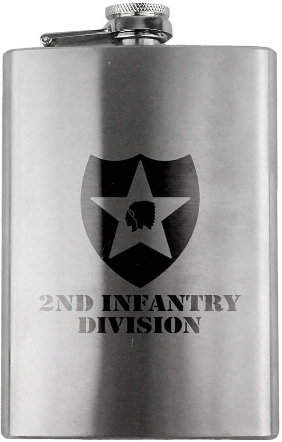 Army 2nd Infantry Division Subdued Veteran 8oz. Flask flask 