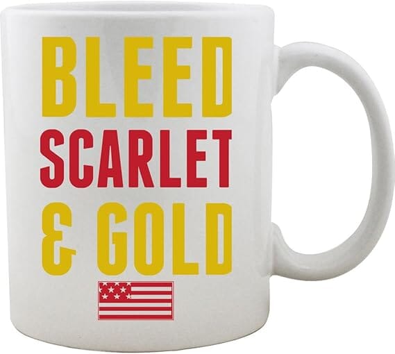 Bleed Scarlet and Gold Marine Corps Coffee Mug (11 oz, White) Mugs 