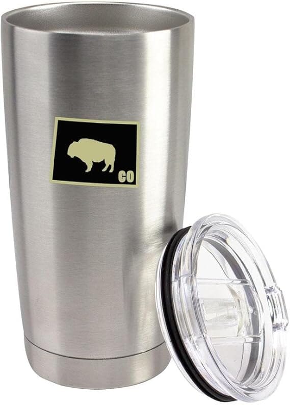 Original I Buffalo Colorado Black & Gold State 20 oz Vacuum Sealed 18/8 Stainless Steel Tumbler Mugs 