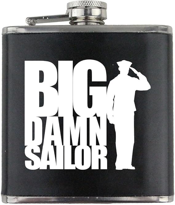 Big Damn Sailor Veteran Leather Wrapped 6oz. Flask Flasks 