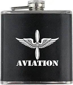Army Aviation Branch Military Stainless Steel Leather Wrapped 6oz. Flask Flasks 