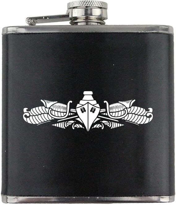 Surface Warfare Badge Navy Veteran Leather Wrapped 6oz. Flask Flasks 