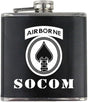Army SOCOM Subdued Stainless Steel Leather Wrapped 6oz. Flask Flasks 