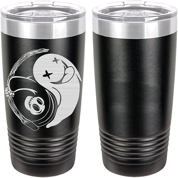Ghost Yin-Yang Laser Engraved 20oz Tumbler Mugs LET.0167.B