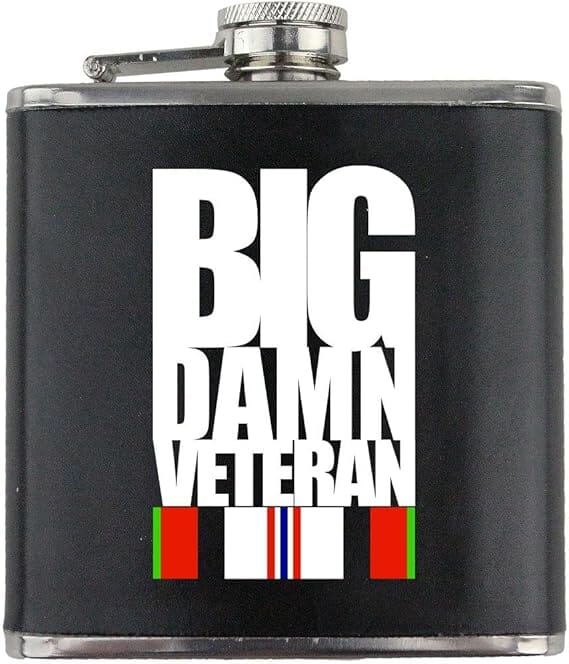 Big Damn Afghanistan Campaign Veteran Leather Wrapped 6oz. Flask Flasks 