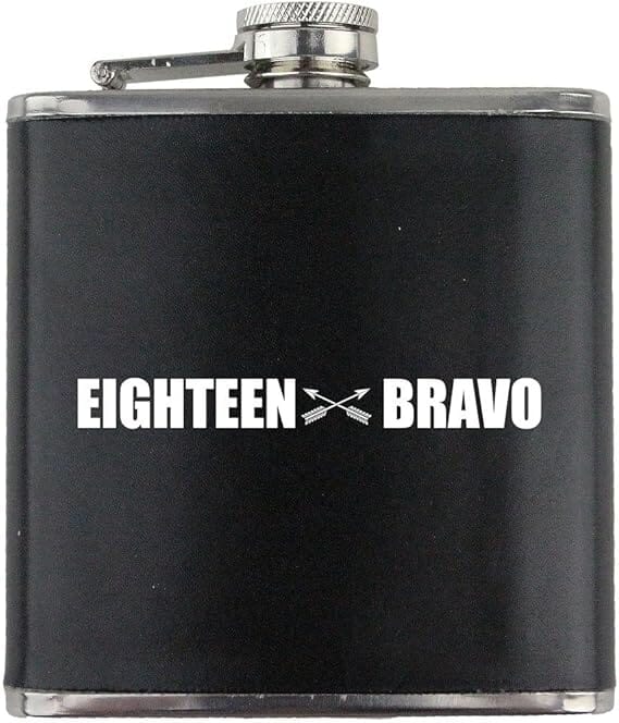 Army Special Forces Weapons MOS 18B Veteran Leather Wrapped 6oz. Flask Flasks 