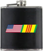 Vintage American Flag Vietnam Veteran Blend Stainless Steel Leather Wrapped 6oz. Flask Flasks 