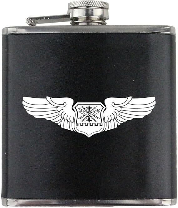 Navigator Badge Air Force Veteran Leather Wrapped 6oz. Flask Flasks 