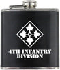 Army 4th Infantry Division Subdued Stainless Steel Leather Wrapped 6oz. Flask Flasks 