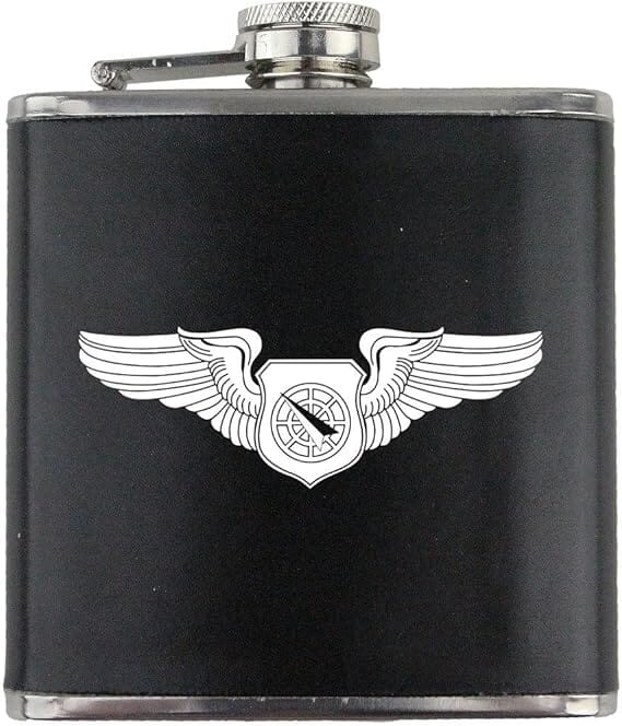 Battle Manager Badge Air Force Veteran Leather Wrapped 6oz. Flask Flasks 