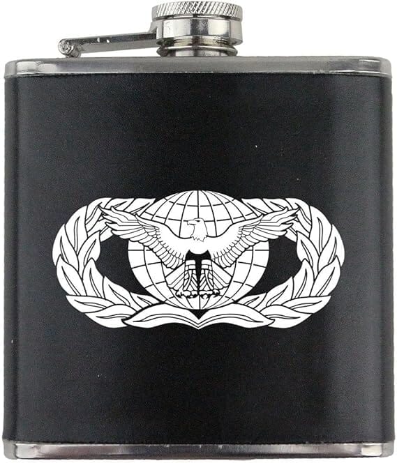 Protection Badge Air Force Veteran Leather Wrapped 6oz. Flask Flasks 