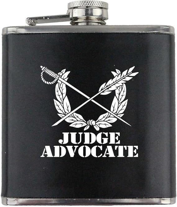 Army Judge Advocate Branch Military Stainless Steel Leather Wrapped 6oz. Flask Flasks 