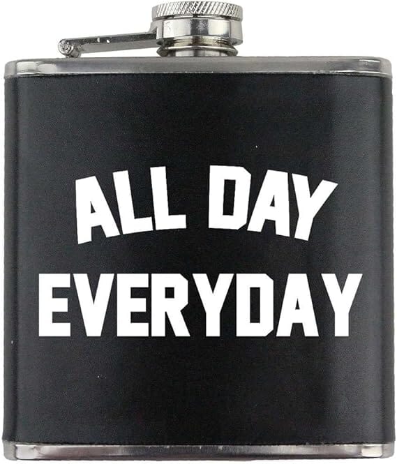 All Day Everyday Stainless Steel Leather Wrapped 6oz. Flask Flasks 