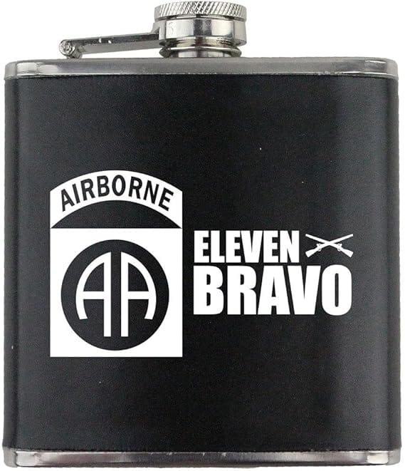Army 82nd Airborne Division 11 Bravo Veteran Leather Wrapped 6oz. Flask Flasks 