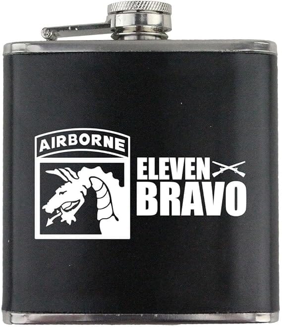 Army XVIII Airborne Division 11 Bravo Veteran Leather Wrapped 6oz. Flask Flasks 