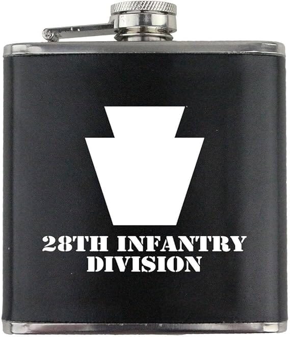 Army 28th Infantry Division Subdued Stainless Steel Leather Wrapped 6oz. Flask Flasks 