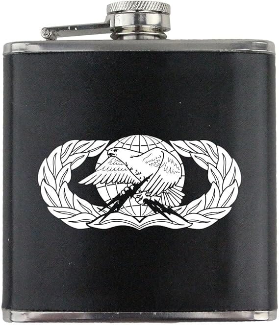 Logistics Badge Air Force Veteran Leather Wrapped 6oz. Flask Flasks 