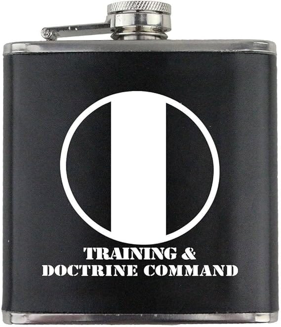 Army Training & Doctrine Command Subdued Stainless Steel Leather Wrapped 6oz. Flask Flasks 