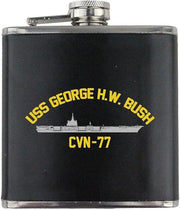 Navy Carrier George H.W. Bush CVN 77 Leather Wrapped 6oz. Flask Flasks 