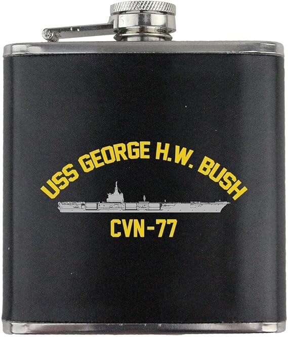 Navy Carrier George H.W. Bush CVN 77 Leather Wrapped 6oz. Flask Flasks 