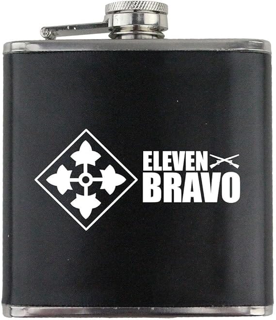 Army 4th Infantry Division 11 Bravo Veteran Leather Wrapped 6oz. Flask Flasks 