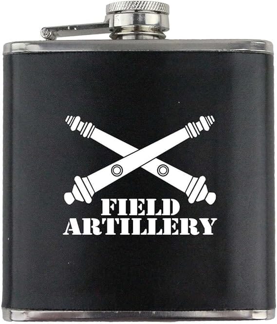 Army Field Artillery Branch Military Stainless Steel Leather Wrapped 6oz. Flask Flasks 