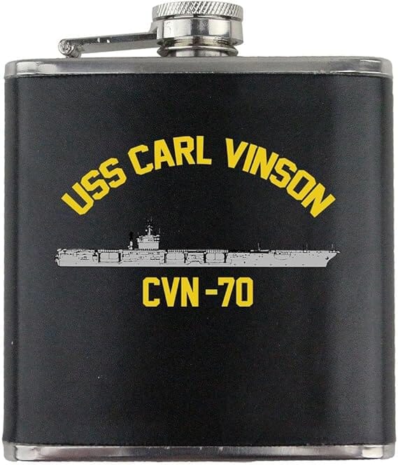 Navy Carrier Carl Vinson CVN 70 Leather Wrapped 6oz. Flask Flasks 