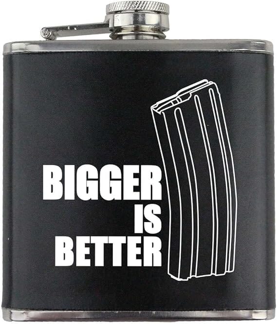 Bigger is Better Veteran Stainless Steel Leather Wrapped 6oz. Flask Flasks 
