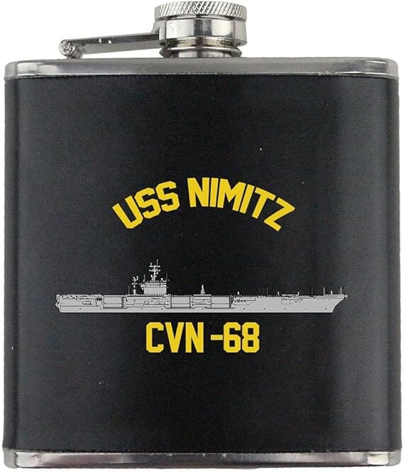 Navy Carrier Nimitz CVN 68 Leather Wrapped 6oz. Flask Flasks 
