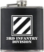 Army 3rd Infantry Division Subdued Stainless Steel Leather Wrapped 6oz. Flask Flasks 