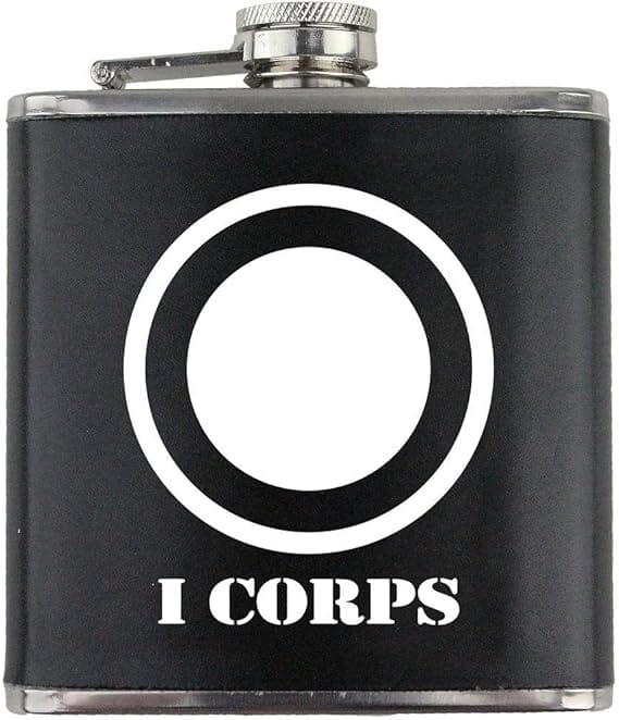 Army I Corps Subdued Stainless Steel Leather Wrapped 6oz. Flask Flasks 
