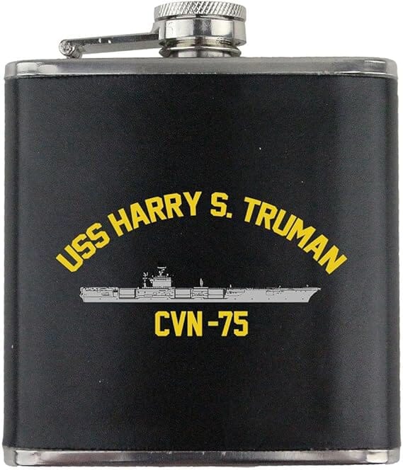 Navy Carrier Harry S. Truman CVN 75 Leather Wrapped 6oz. Flask Flasks 