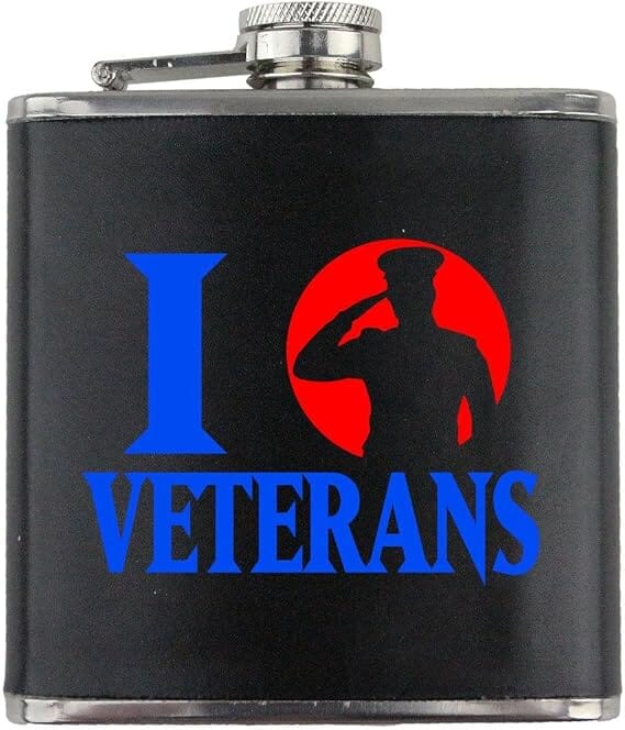 I Salute Veterans Leather Wrapped 6oz. Flask Flasks 