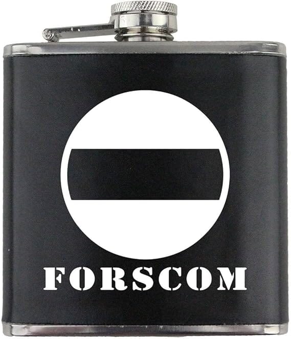 Army FORSCOM Subdued Stainless Steel Leather Wrapped 6oz. Flask Flasks 