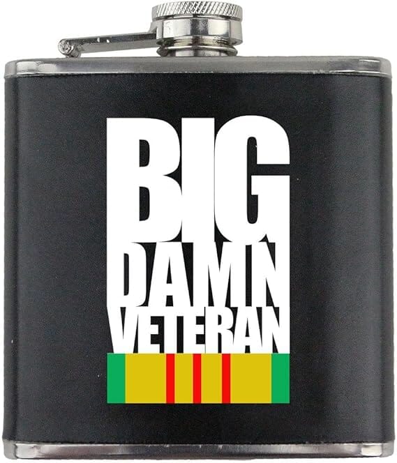 Big Damn Vietnam Veteran Leather Wrapped 6oz. Flask Flasks 