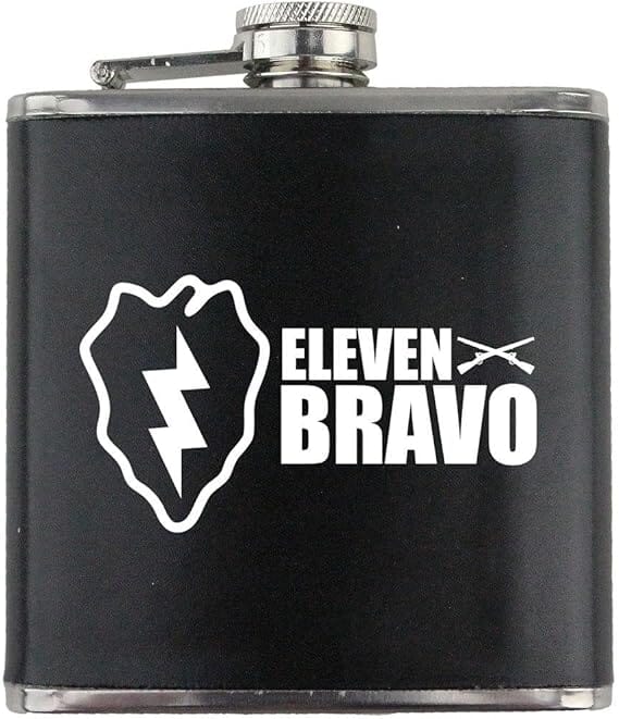 Army 25th Infantry Division 11 Bravo Veteran Leather Wrapped 6oz. Flask Flasks 